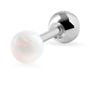 Troli Earring Piercing with Synthetic White Opal 