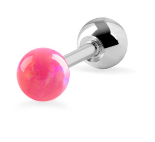 Troli Piercing Orecchini with pink synthetic opal