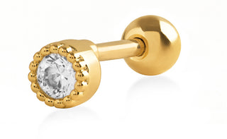 Troli Orecchino Piercing Placcato Oro Con Cristallo Trasparente