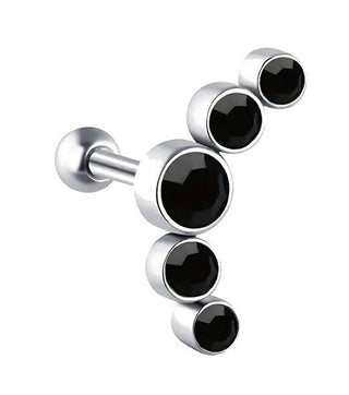 Troli Long steel single Orecchino con black zircons VHLLE00669SBLK