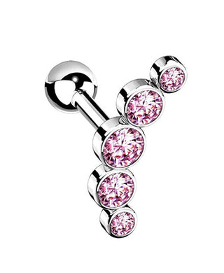 Troli Long steel single Orecchino con pink zircons VHLLE00669SRP