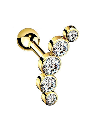 Troli Boucle d'oreille simple longue plaquée or avec zircons transparents Vhlle00669Gw 