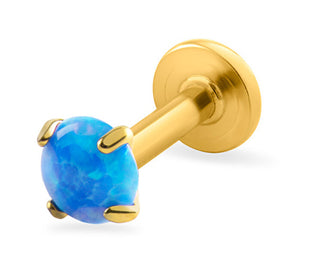 Troli Gold-plated labret con blue synthetic opal - Diameter: 0.3 cm