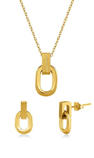 Troli Set Di Gioielli Minimalisti Placcati In Oro (Orecchini, Collana, Ciondolo)