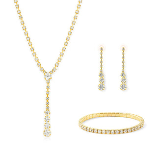 Troli Gold-plated jewelry set with clear crystals (Collana, Bracciale, Orecchini)