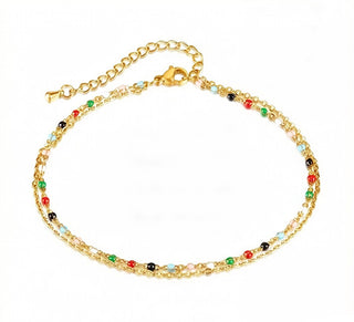Troli Gold-plated double Bracciale with colorful beads