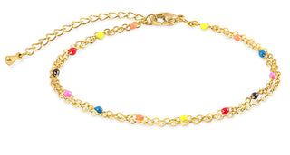 Troli Bracciale Doppio Placcato Oro Con Perle Smaltate