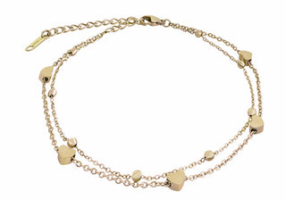 Troli Gold-plated steel anklet Heart Gold