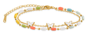 Troli Bracciale Placcato Oro Con Perline Colorate E Papillon