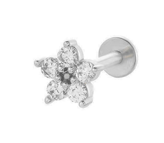 Troli Charming steel labret con crystals Flower