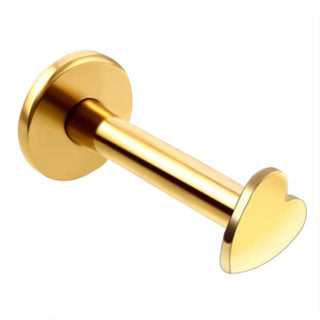 Troli Affascinante Labret In Acciaio Dorato A Forma Di Cuore