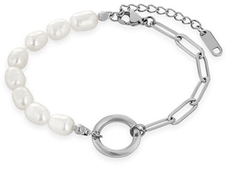 Troli Affascinante Bracciale In Acciaio Con Perle To3942