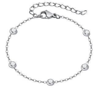 Troli Affascinante Bracciale In Acciaio Con Zirconi