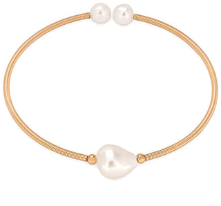 Troli Affascinante Bracciale Aperto Con Perle Naturali