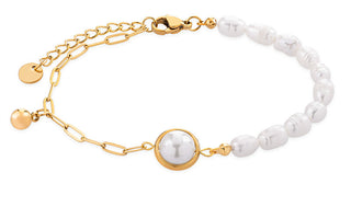 Troli Affascinante Bracciale Placcato Oro Con Perle Autentiche Vgs1299G-1