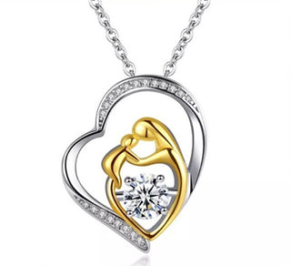 Troli Collana Romantica Bicolore Con Cuore Della Madonna Con Bambino (Pendente A Catena)