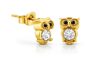 Troli Cute gold-plated Orecchini with zircons Owl VGE782G-1