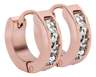 Troli Orecchini In Acciaio Placcato Oro Rosa Con Cristalli 1144