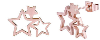 Troli Pendientes de acero chapado en oro rosa con tres estrellas 