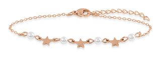 Troli Rose Gold Plated Bracelet With Pearls And Stars 