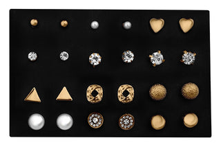 Troli Set Di Eleganti Orecchini Placcati Oro - Borchie In Oro (12 Paia)