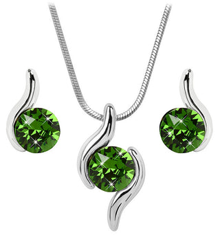Levien A fitting set of Chaton Wave Fern Green necklaces e Orecchini