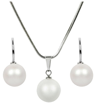 Levien Ensemble collier et boucles d’oreilles Pearl Pearlescent White Set-041 