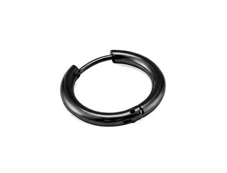 Troli Single black hoop Orecchino made of steel - Diameter: 1cm