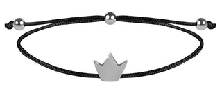 Troli Bracciale Con Cordino Nero / Corona In Acciaio