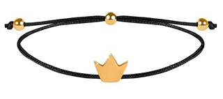Troli Bracciale Con Cordino Nero/Corona Oro