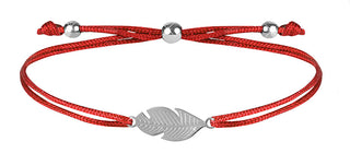 Troli Corded Bracciale with red / steel feather