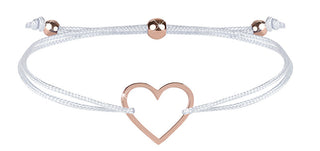 Troli Bracciale Cordoncino Con Cuore Bianco/Bronzo