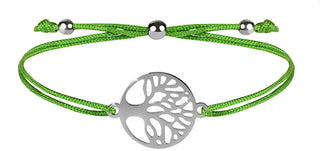 Troli Pulsera Con Cuerda Y Árbol De La Vida Verde/Acero 