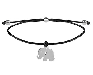 Troli Bracciale Con Coulisse In Acciaio E Elefante Nero