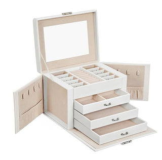 Troli Stylish white jewelry box con mirror