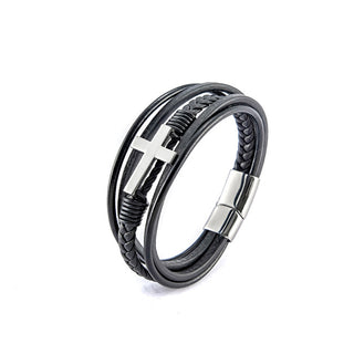 Troli Elegante Bracciale In Pelle Con Croce Pelle Vbs001Sb-Pet