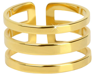 Troli Elegante Anello Triplo In Acciaio Placcato Oro