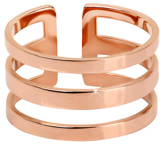 Troli Elegante Anello Triplo In Acciaio Placcato Oro Rosa