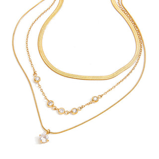 Troli Triple gold-plated Collana with zircons VJDN0308010