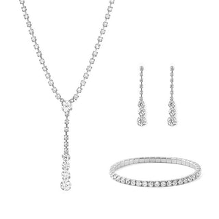 Troli Set Di Gioielli Scintillanti Con Cristalli Trasparenti (Collana, Bracciale, Orecchini) 1200