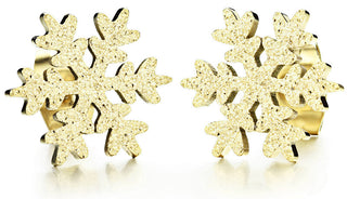 Troli Orecchini Placcati Oro Scintillanti Snowflake Ke-013