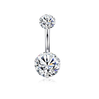 Troli Shiny Steel Belly Button Piercing with Crystals 