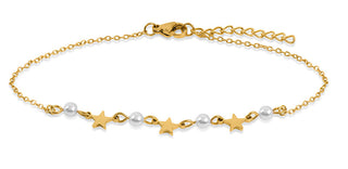 Troli Bracciale Da Gamba Placcato Oro Giallo Con Perle E Stelle