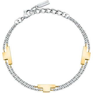 Trussardi Bracciale Doppio In Acciaio Bicolore T-Logo Tjaxc28