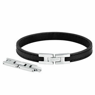 Trussardi Bracciale In Pelle Nera Alla Moda T-Leather Tjaxv20