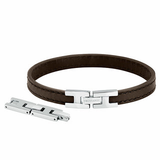 Trussardi Modisches T-Leather Tjaxz02 Armband aus dunkelbraunem Leder 
