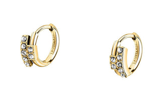 Trussardi Orecchini A Cerchio Placcati Oro Con Zirconi T-Logo Tjaxc87