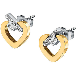 Trussardi Orecchini Bicolore Abbinati Con Zirconi T-Logo Tjaxc49