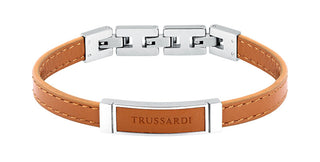 Trussardi Bracciale In Pelle Marrone Chiaro Per Uomo T-Leather Tjaxz04