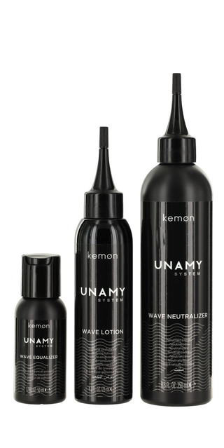 Unamy System Wave Set Kemon: Wave Equalizer, Maschera Lozione Trattamento Capelli, 50 ml + Lozione Onda, Maschera Lozione Trattamento Capelli, 150 ml + Neutralizzante Onda, Maschera Lozione Trattamento Capelli, 250 ml
